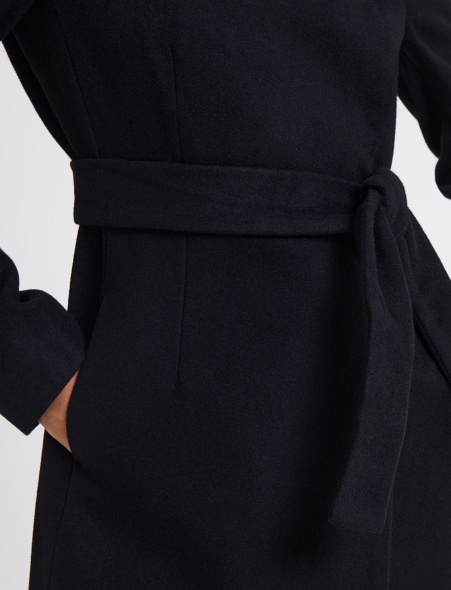 French Connection - PLATFORM FELT CROSSOVER COAT - ziemas jakas - black - 3