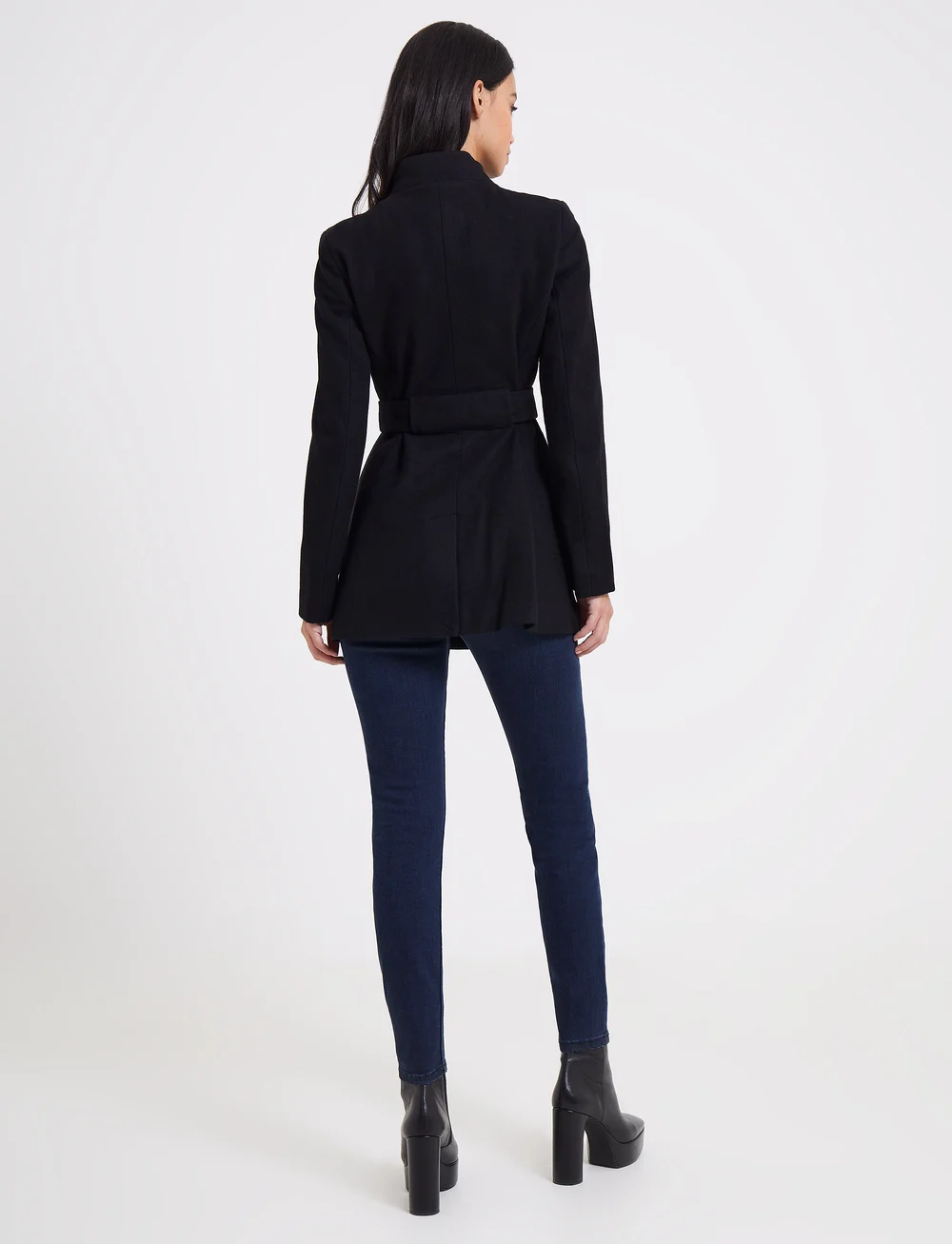 French Connection - PLATFORM FELT CROSSOVER COAT - ullkappor - black - 4