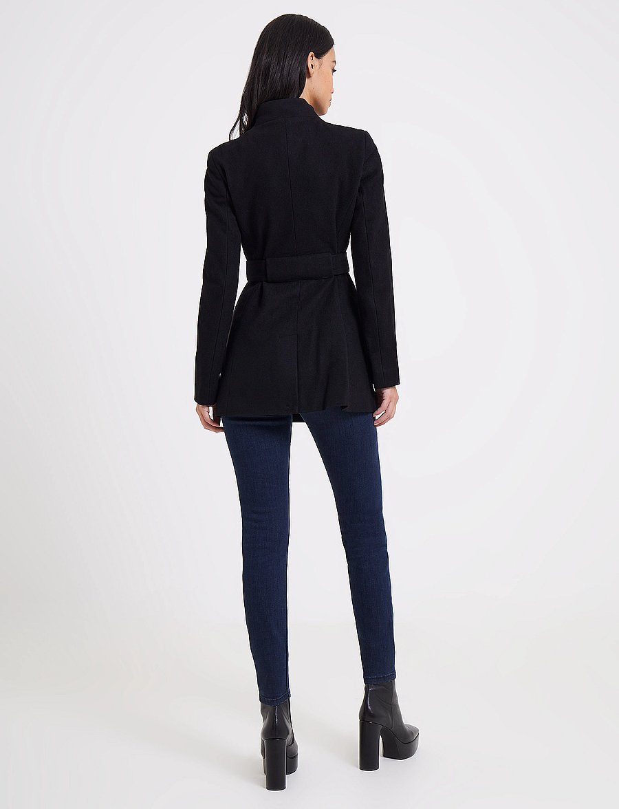 French Connection - PLATFORM FELT CROSSOVER COAT - ziemas jakas - black - 4