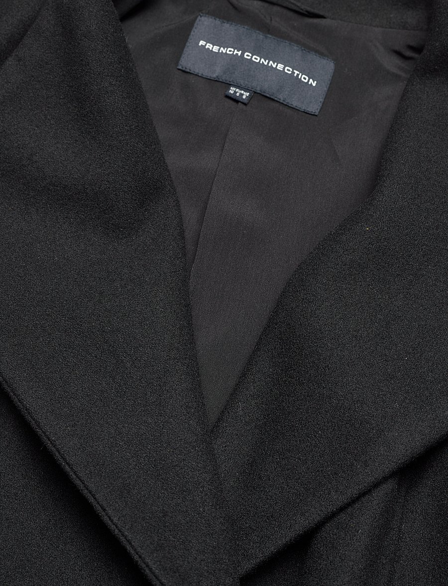 French Connection - PLATFORM FELT CROSSOVER COAT - ziemas jakas - black - 5