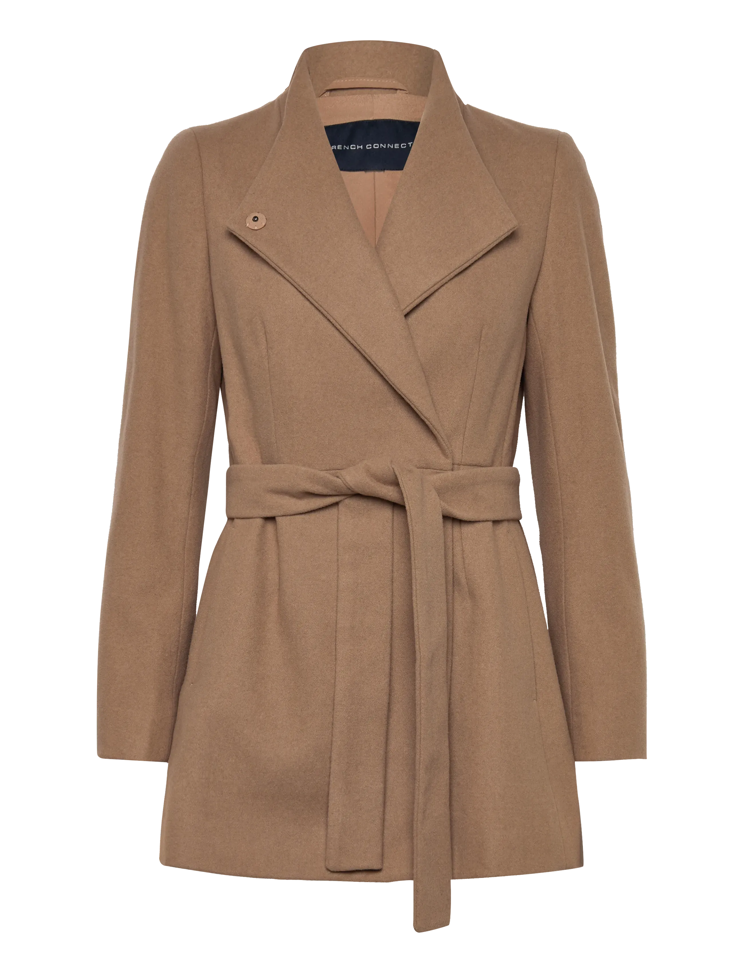 FRENCH CONNECTION Platform Felt Crossover Mantel Beige - 40 - Damen