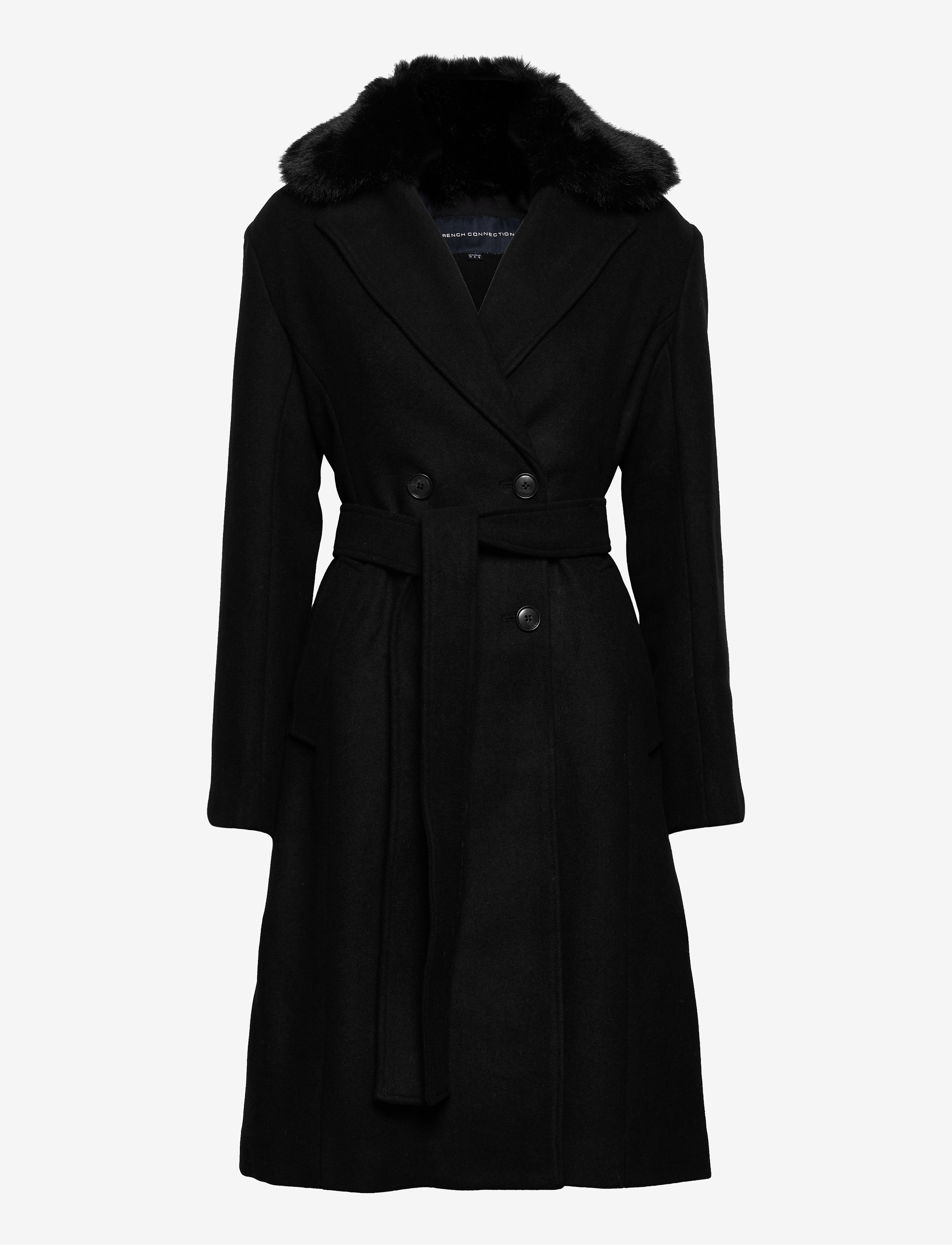 French Connection - FAVAN FELT L/S TIE WAIST COAT - black - 1