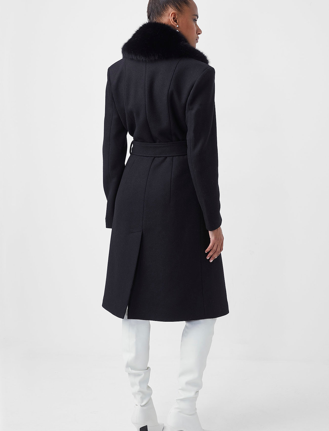 French Connection - FAVAN FELT L/S TIE WAIST COAT - black - 4