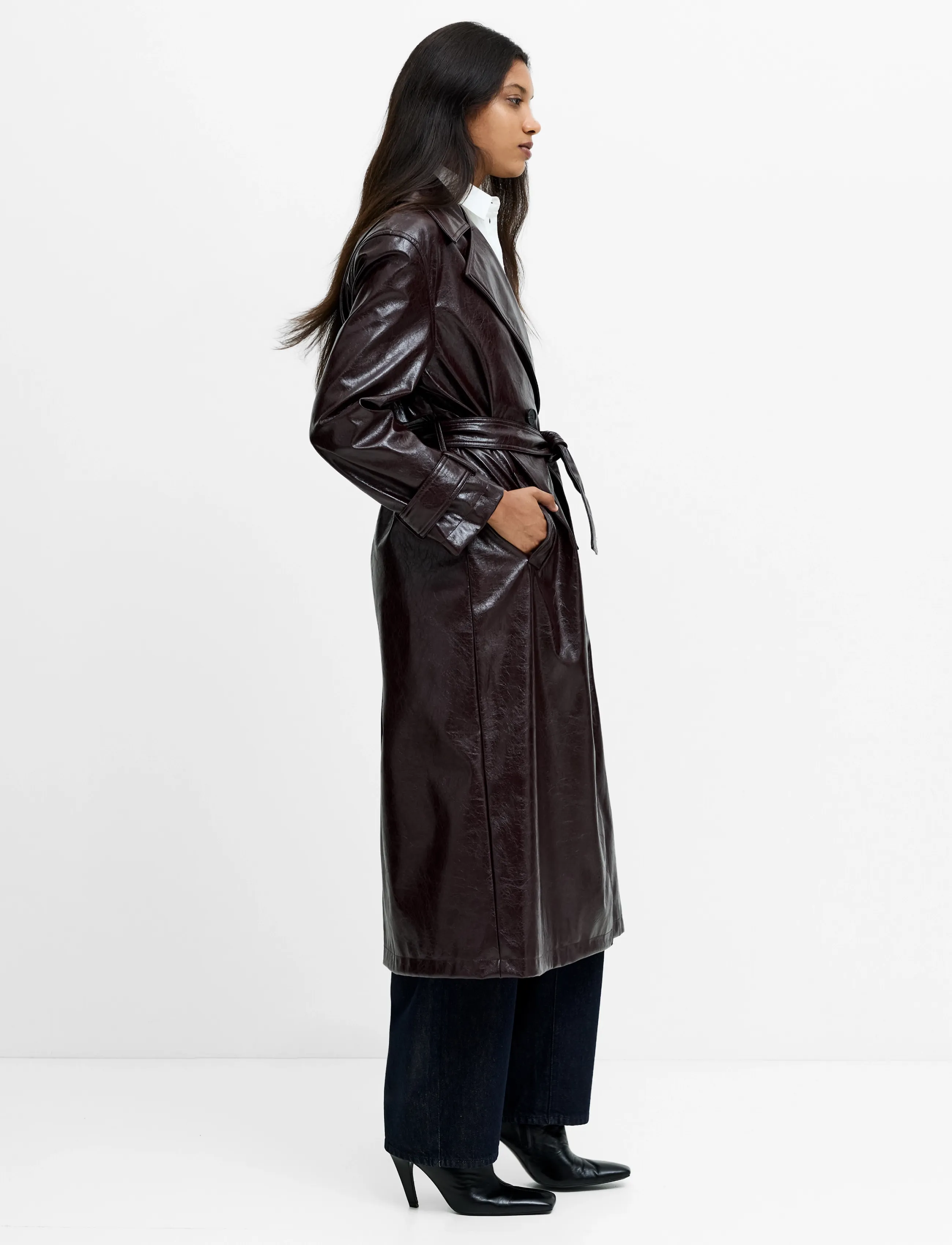 French Connection Athene Criunkle Pu Trench kappor & rockar dam – bild 2