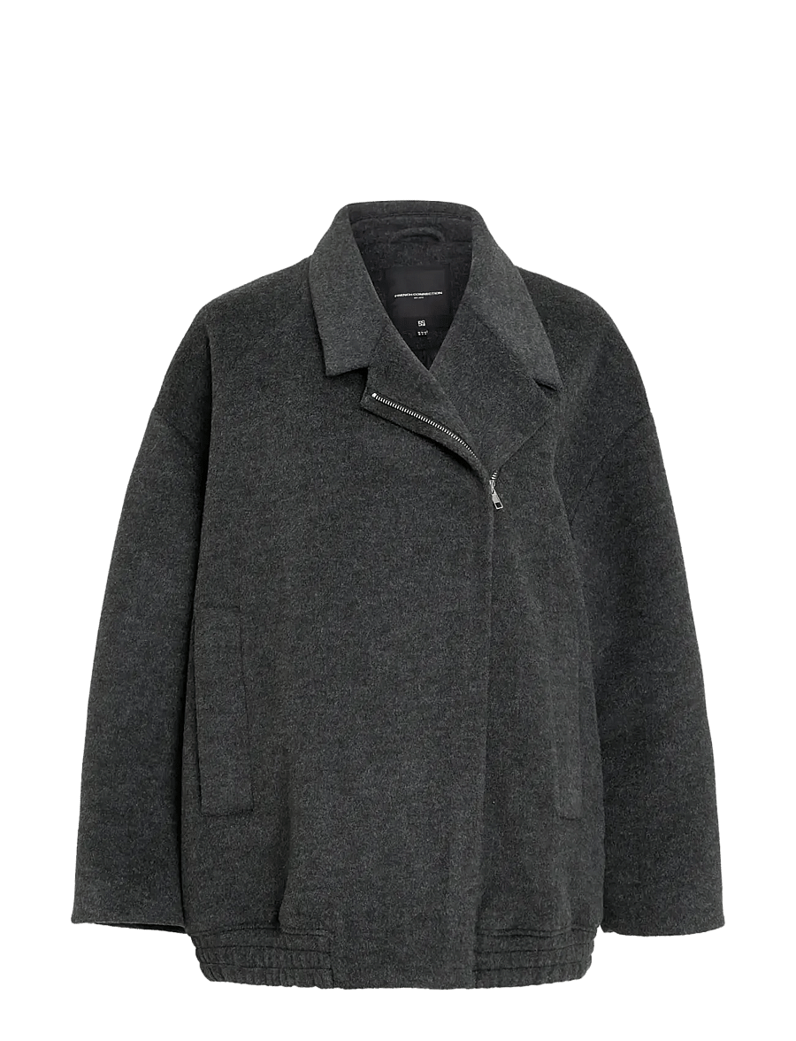 French Connection - LILIA WOOL BLEND BOMBER STYLE COAT - bomber jackets - charcoal - 0