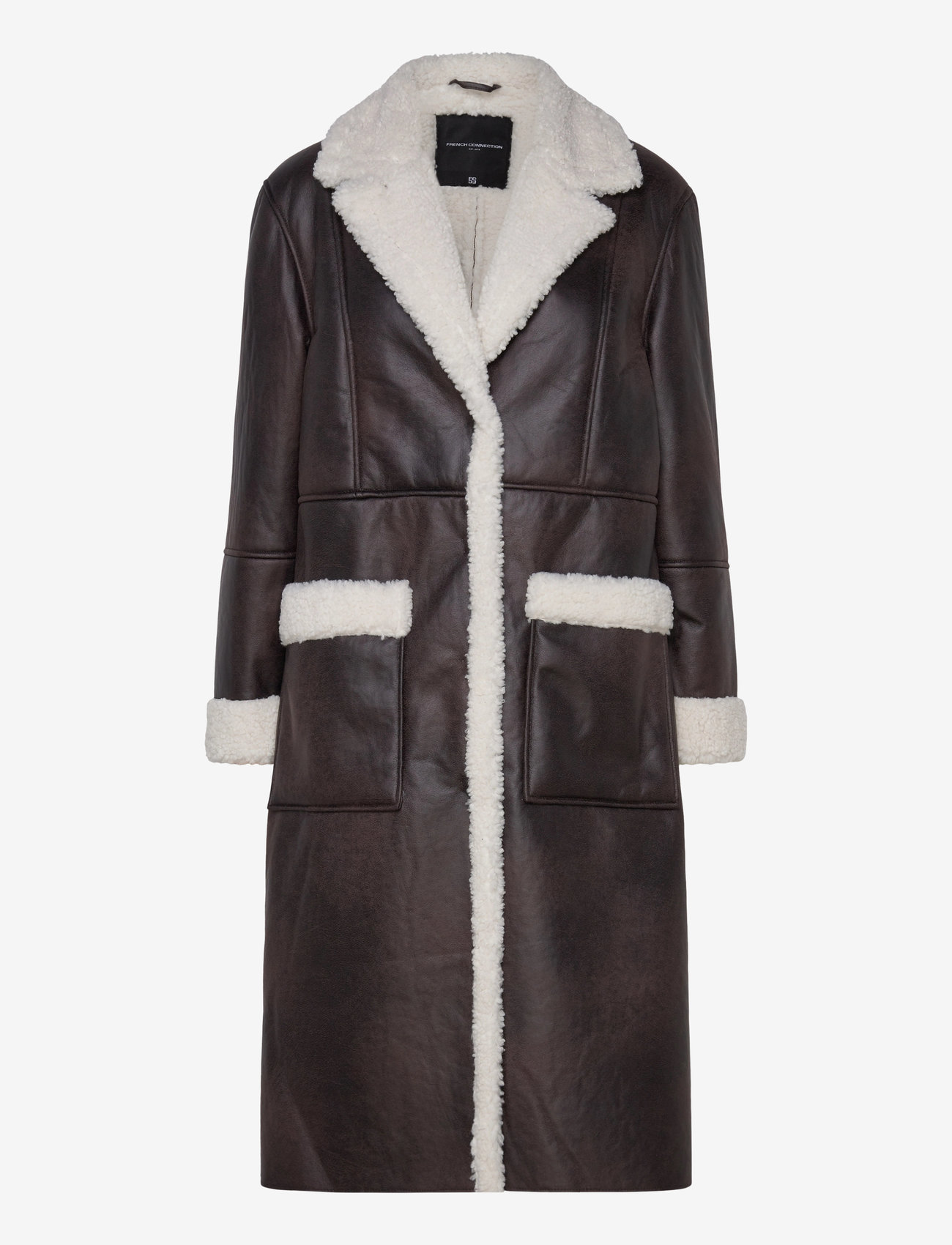 French Connection - ARIZONA FAUX SHEARLING COAT - chocolate - 1