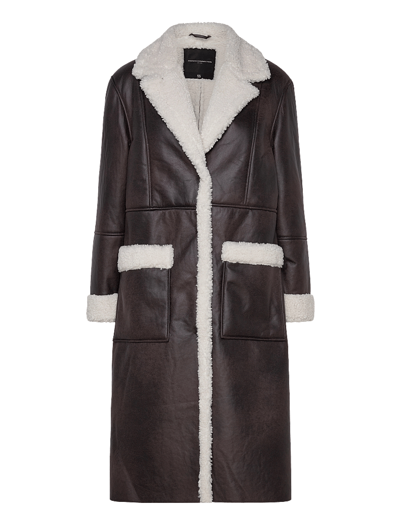 French Connection - ARIZONA FAUX SHEARLING COAT - chocolate - 1
