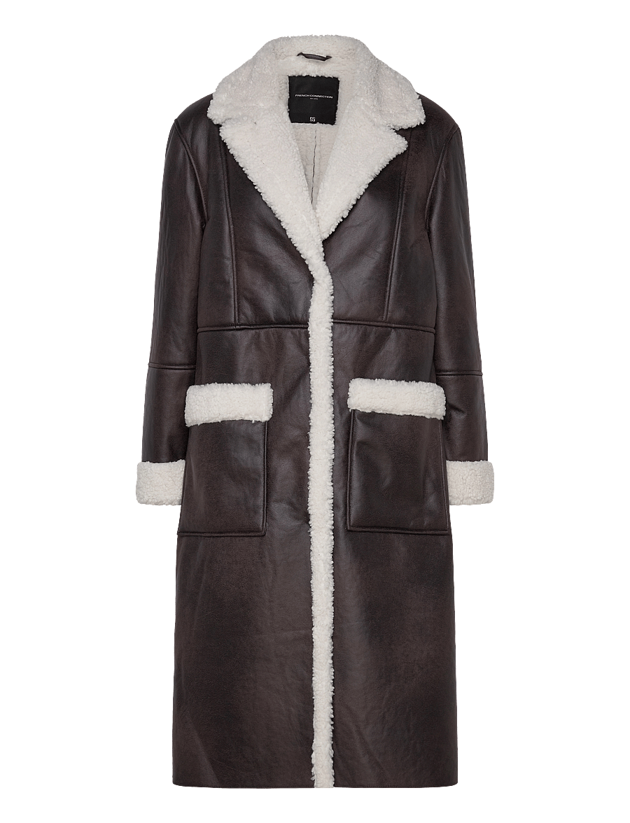 French Connection - ARIZONA FAUX SHEARLING COAT - chocolate - 1