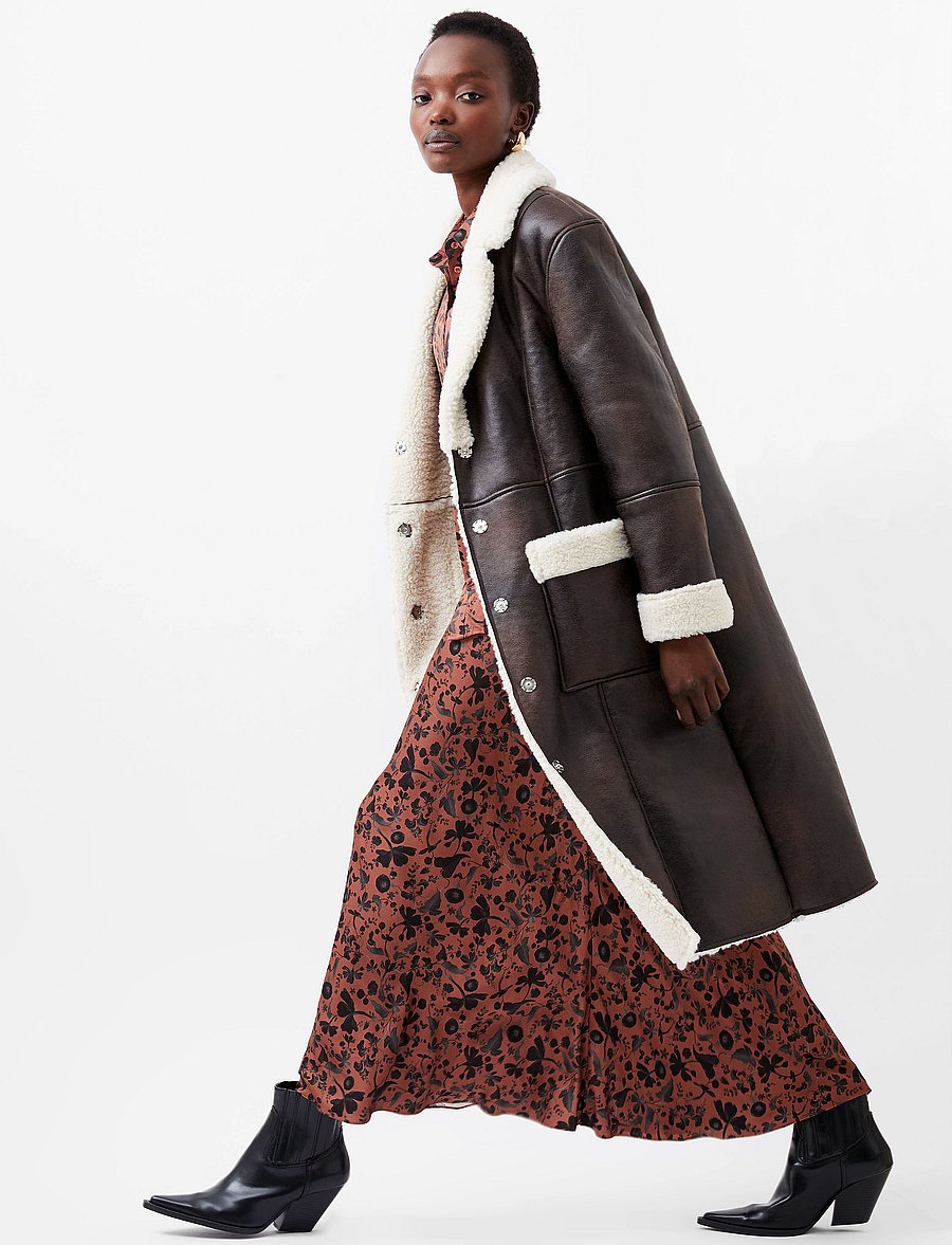 French Connection - ARIZONA FAUX SHEARLING COAT - chocolate - 0