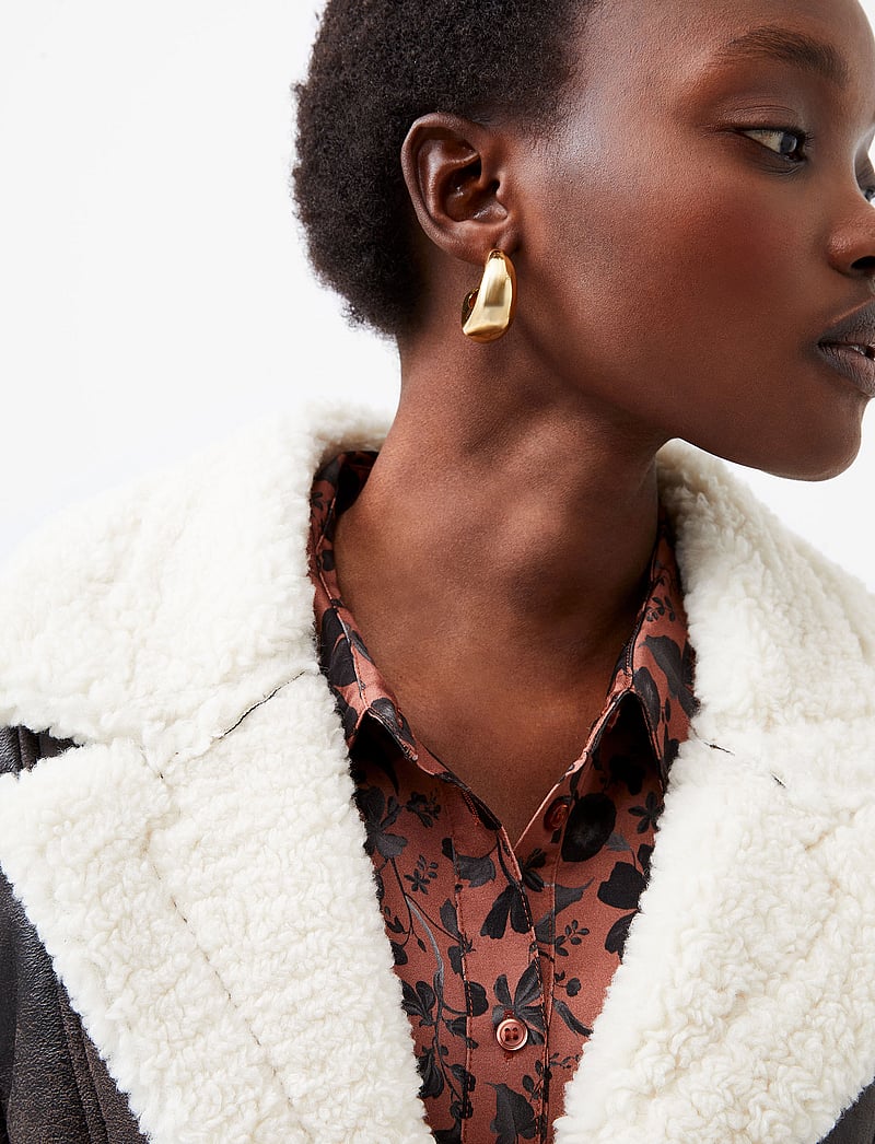 French Connection - ARIZONA FAUX SHEARLING COAT - chocolate - 3
