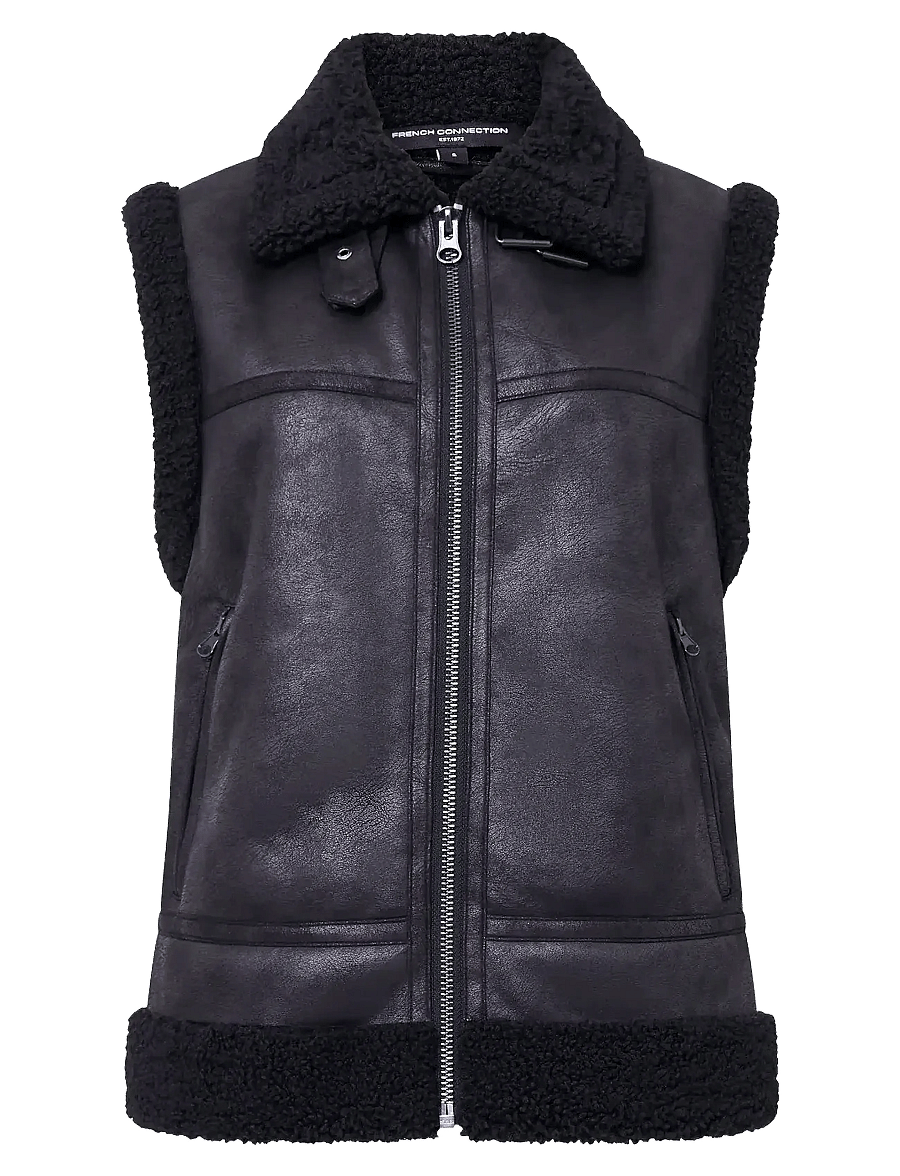 French Connection - CAMRY FAUX SUEDE S/LESS GILET - steppwesten - black - 1