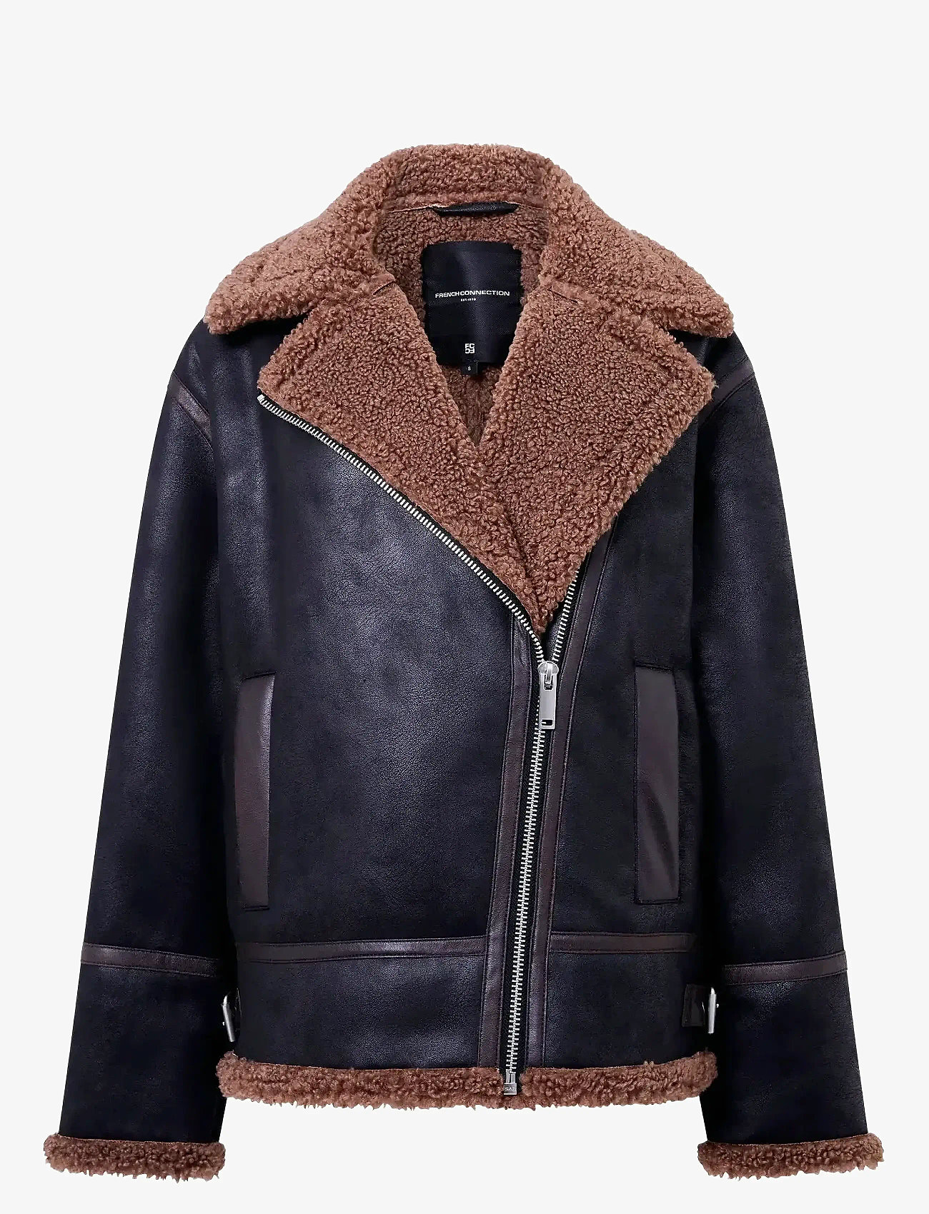 French Connection - SUEDETTE ZIP UP JACKET - gefütterte & daunenjacken - black brown - 0