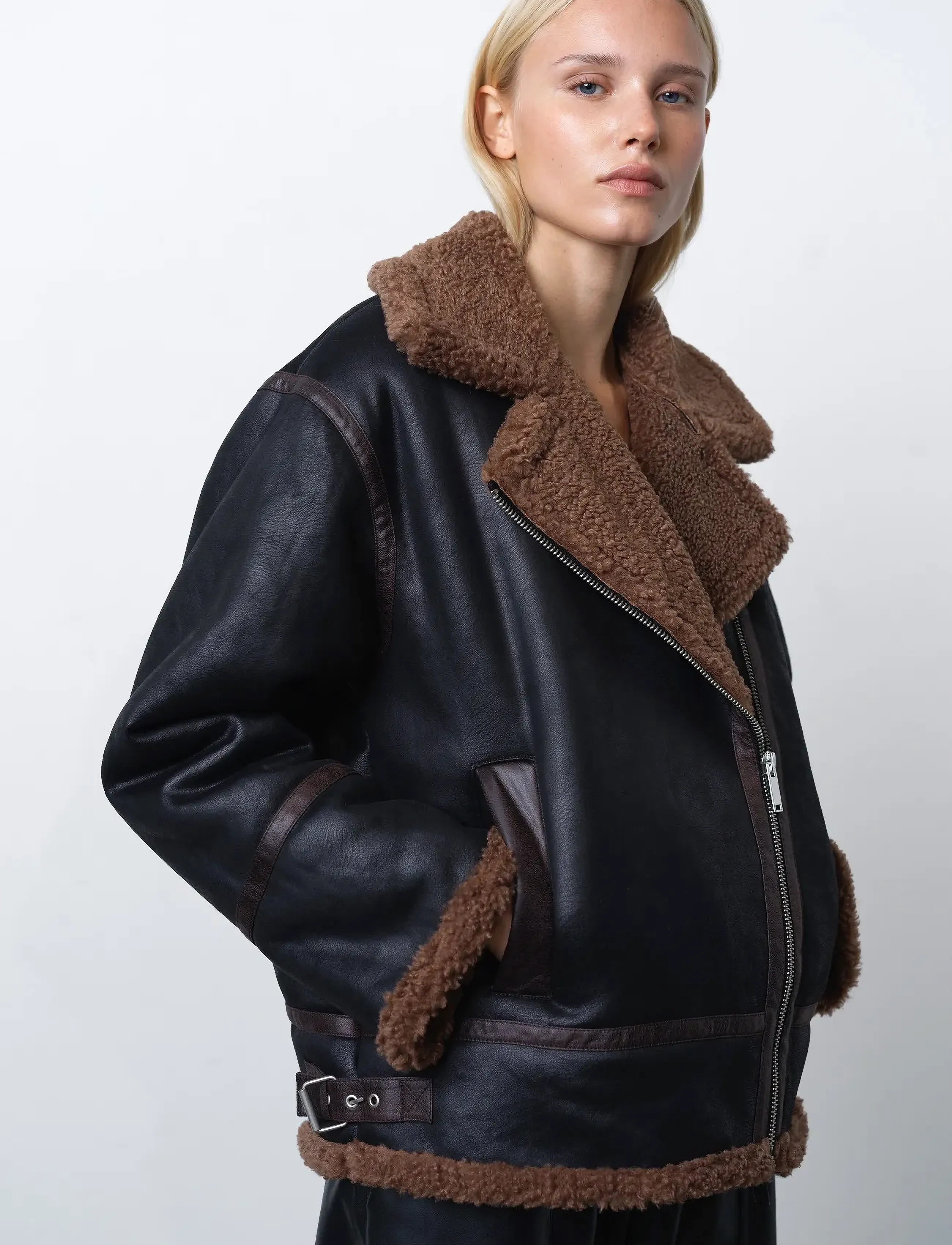French Connection - SUEDETTE ZIP UP JACKET - black brown - 2