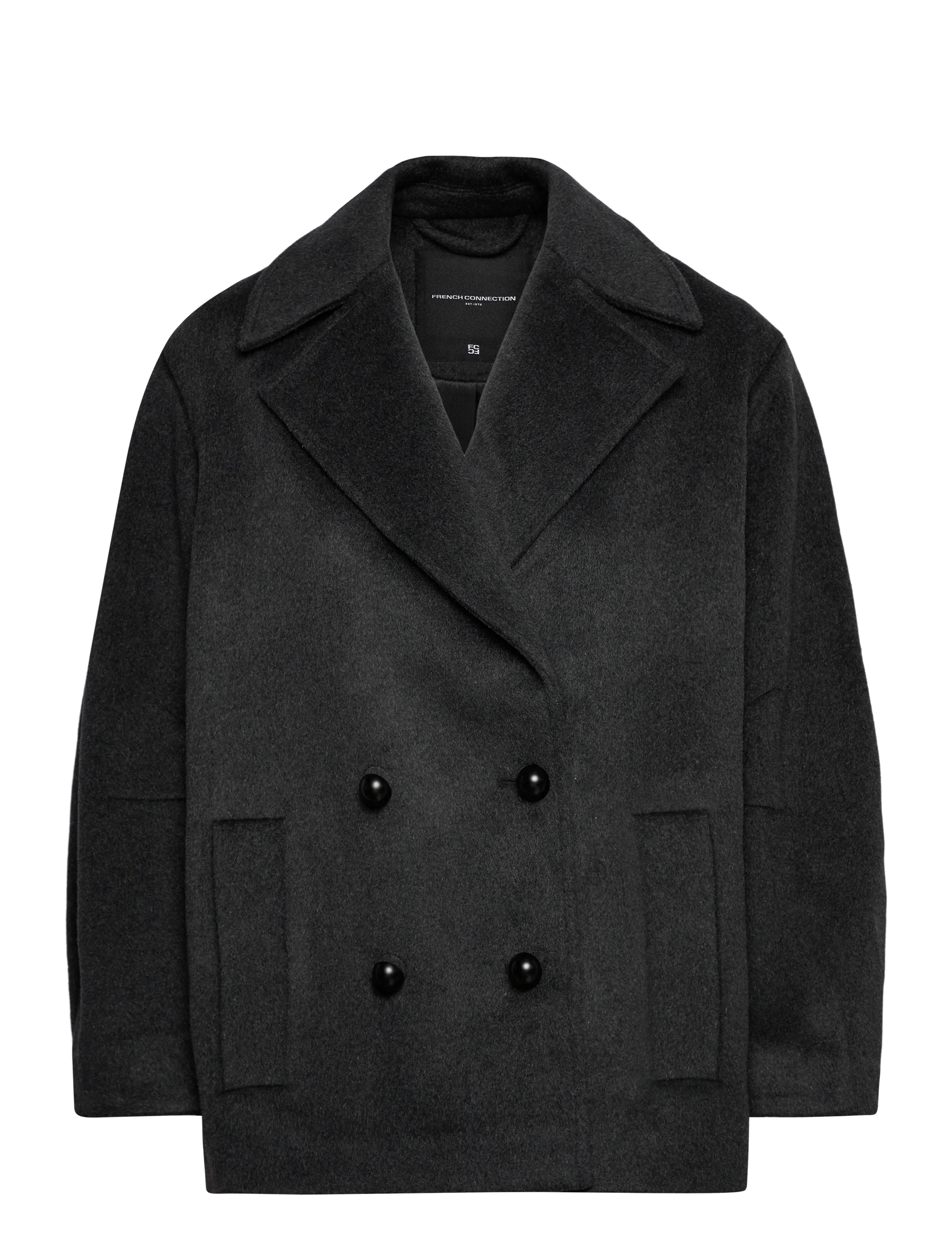 ADELE WOOL PEA COAT - CHARCOAL GREY