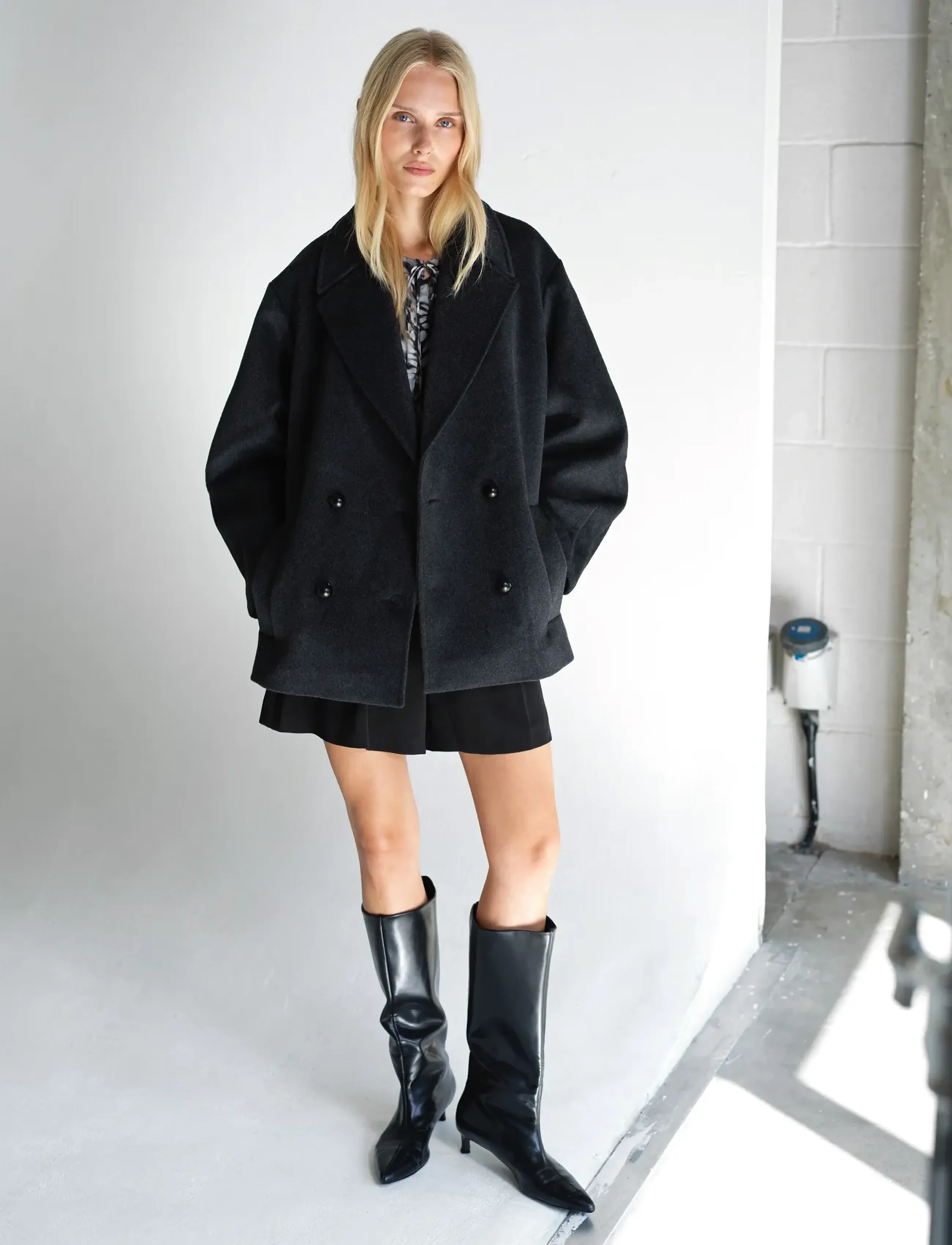 French Connection Adele Wool Pea Coat, Kvinder, Peacoat, Grå, Str: S