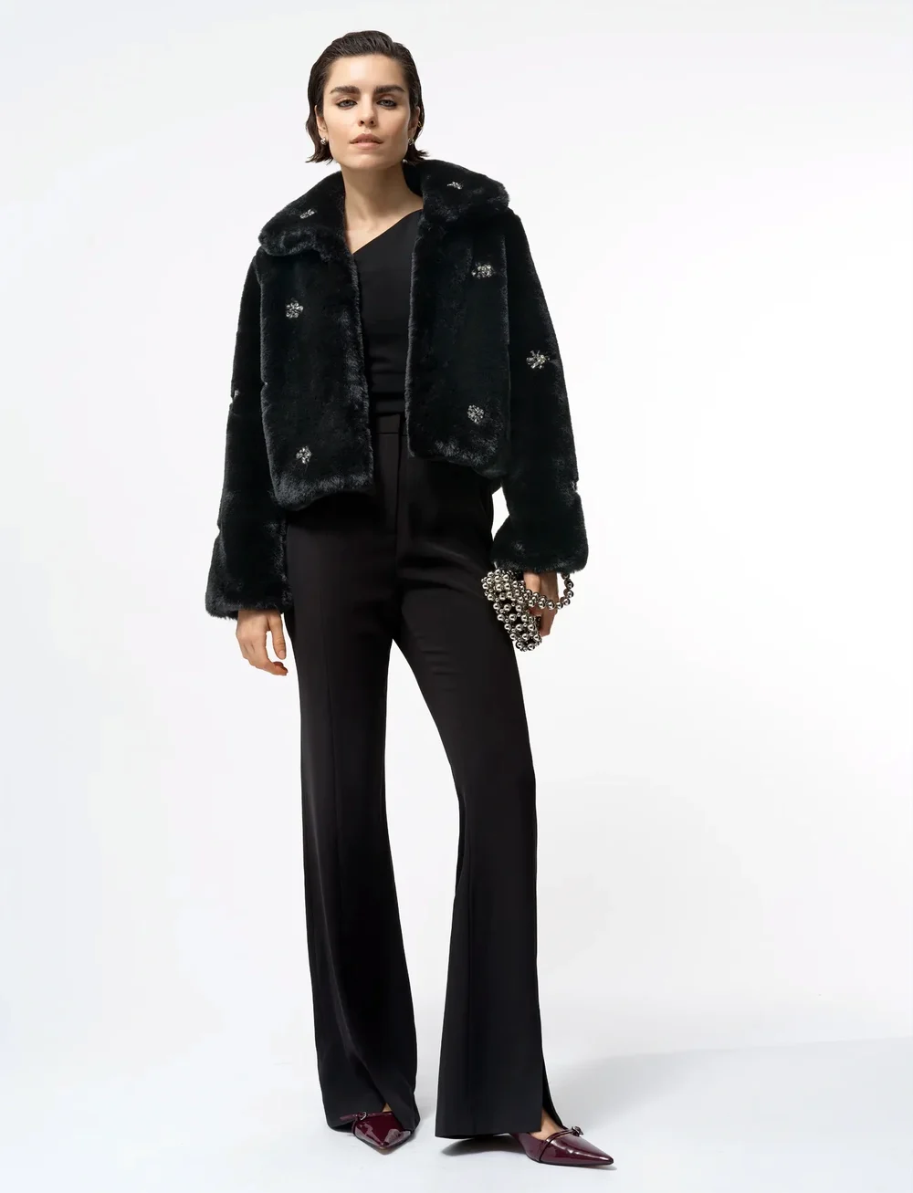 French Connection - THERESA FAUX FUR SHORT COAT - fuskpäls - blackout - 0