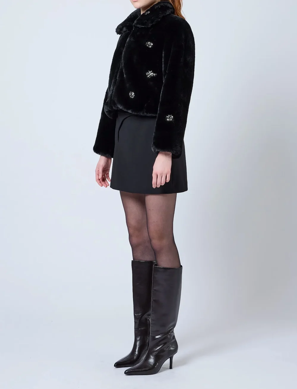 French Connection - THERESA FAUX FUR SHORT COAT - fuskpäls - blackout - 2