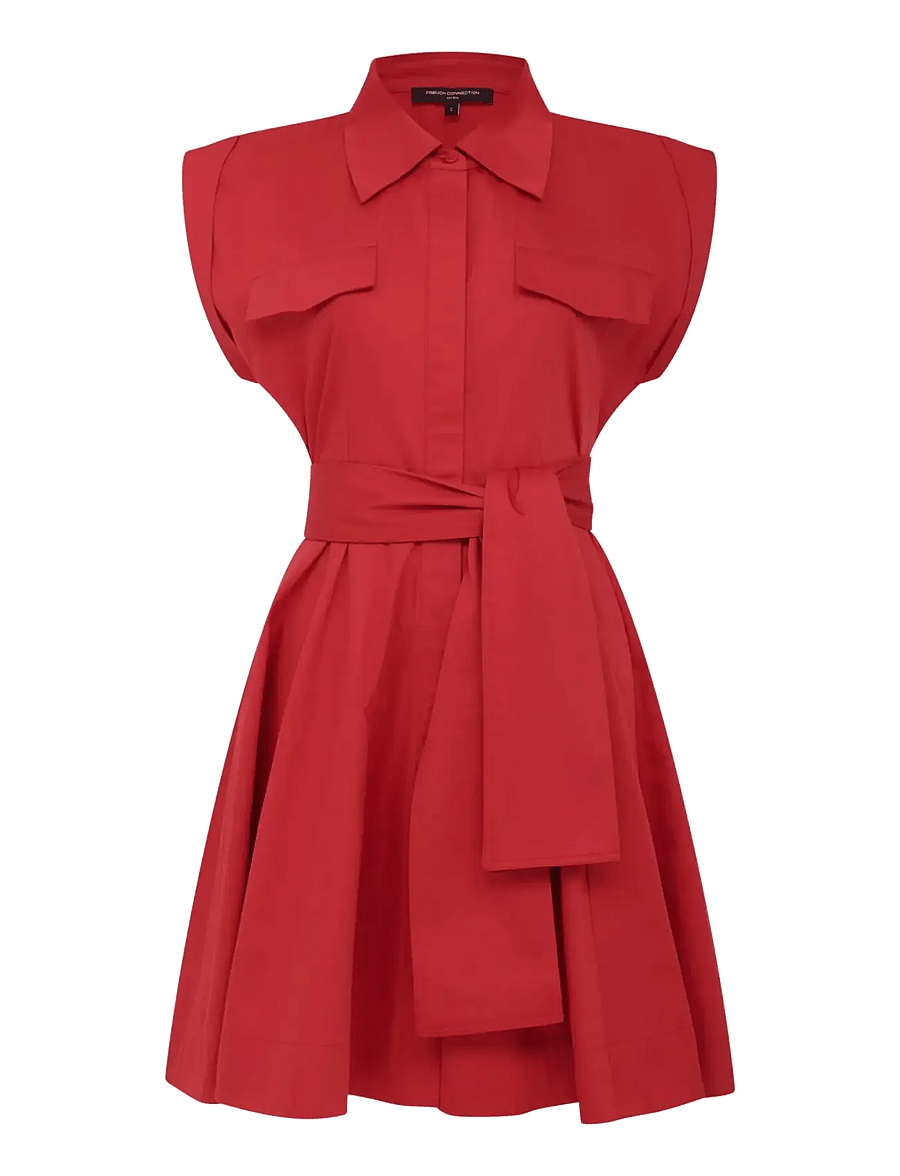 French Connection - ALEXIS COTTON BELTED DRESS - sommerkjoler - watermelon red - 1
