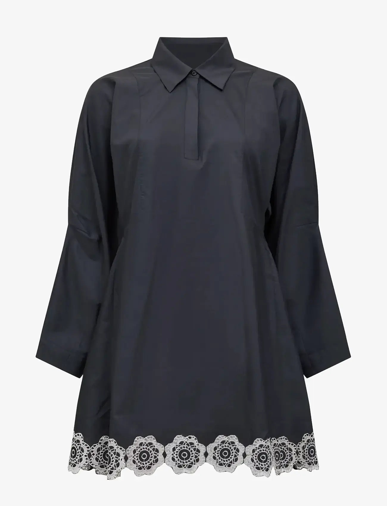 French Connection - ERA POPLIN BROIDERIE MINI DRES - korte kjoler - black/porcelain crea - 1