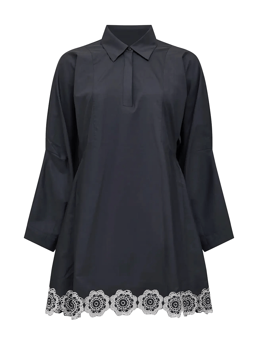 French Connection - ERA POPLIN BROIDERIE MINI DRES - minikleidid - black/porcelain crea - 1