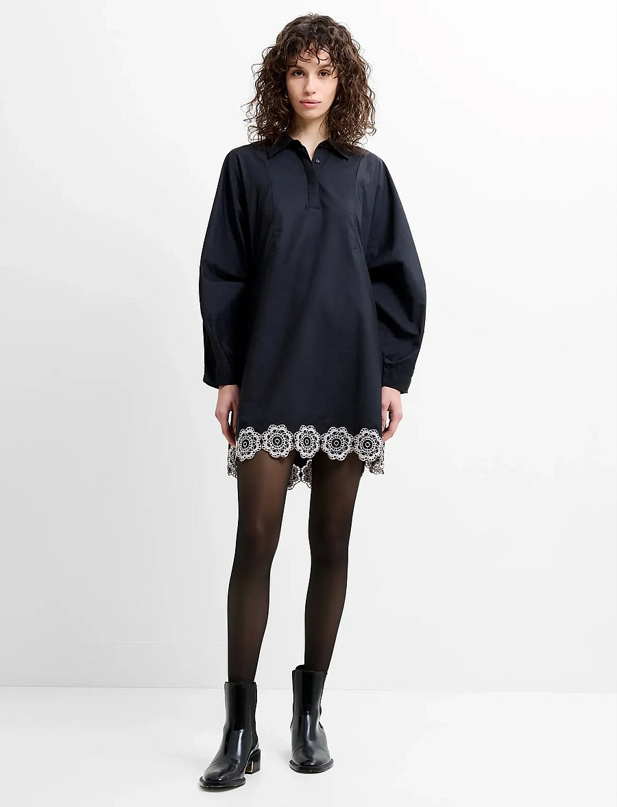 French Connection - ERA POPLIN BROIDERIE MINI DRES - minikleidid - black/porcelain crea - 2