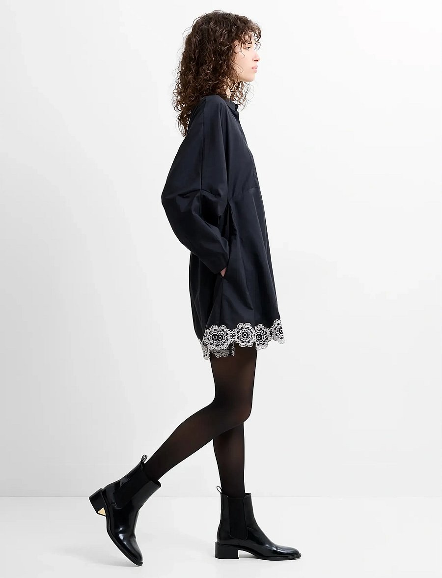 French Connection - ERA POPLIN BROIDERIE MINI DRES - minikleidid - black/porcelain crea - 3