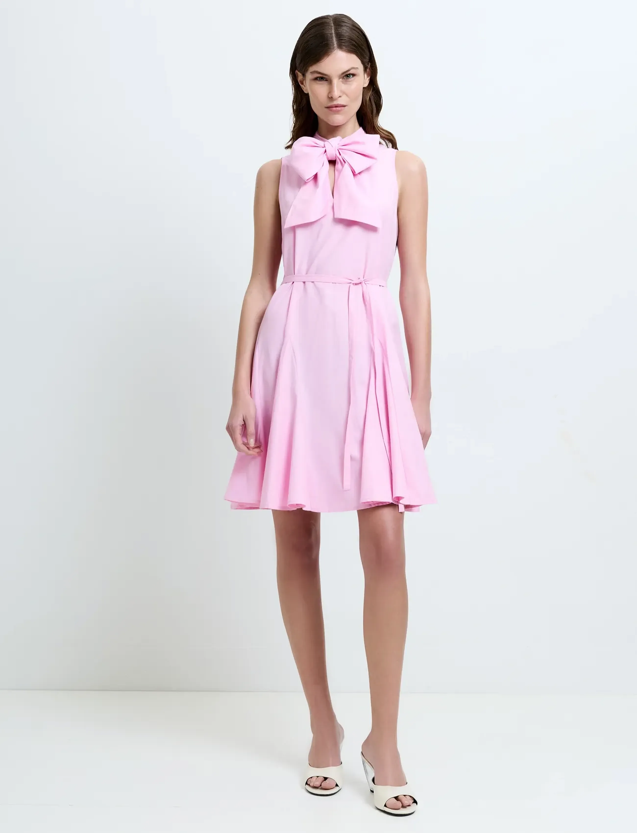 French Connection Era Poplin Godet Bow Dress, M, Pink, Kjoler > Kort Kjole, Dame