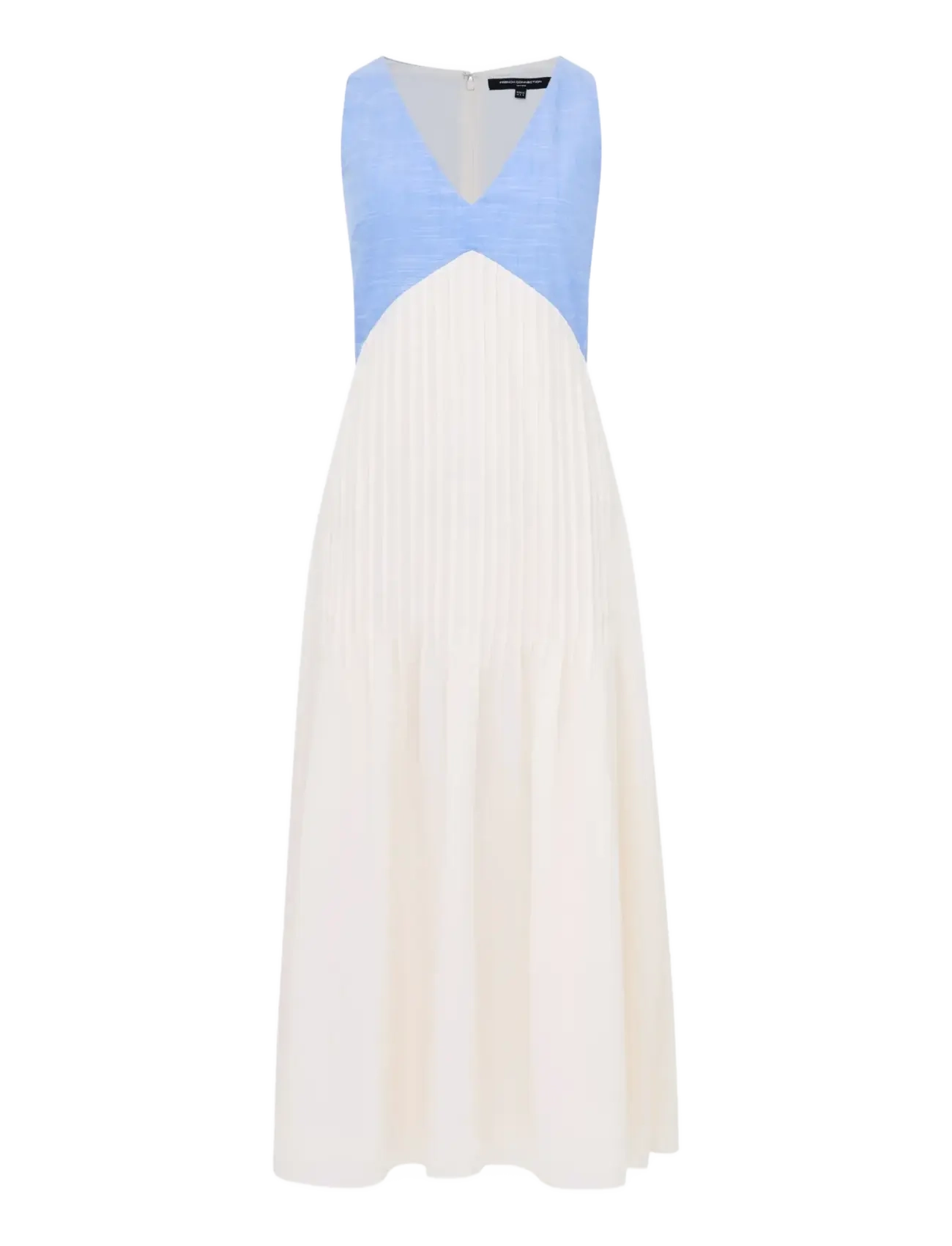 FRENCH CONNECTION Colby Chambray Pleat Mix Kleid Cream - 34 - Damen