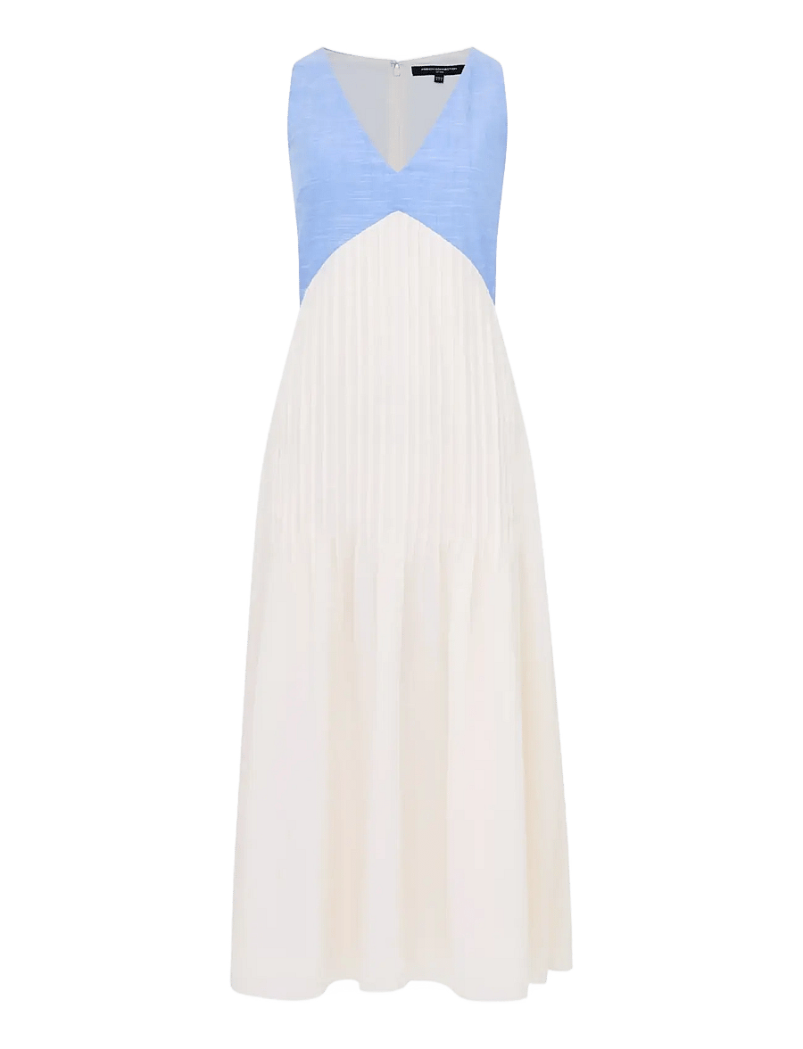 French Connection - COLBY CHAMBRAY PLEAT MIX DRESS - cocktailkleider - mid wash/porcelain - 1