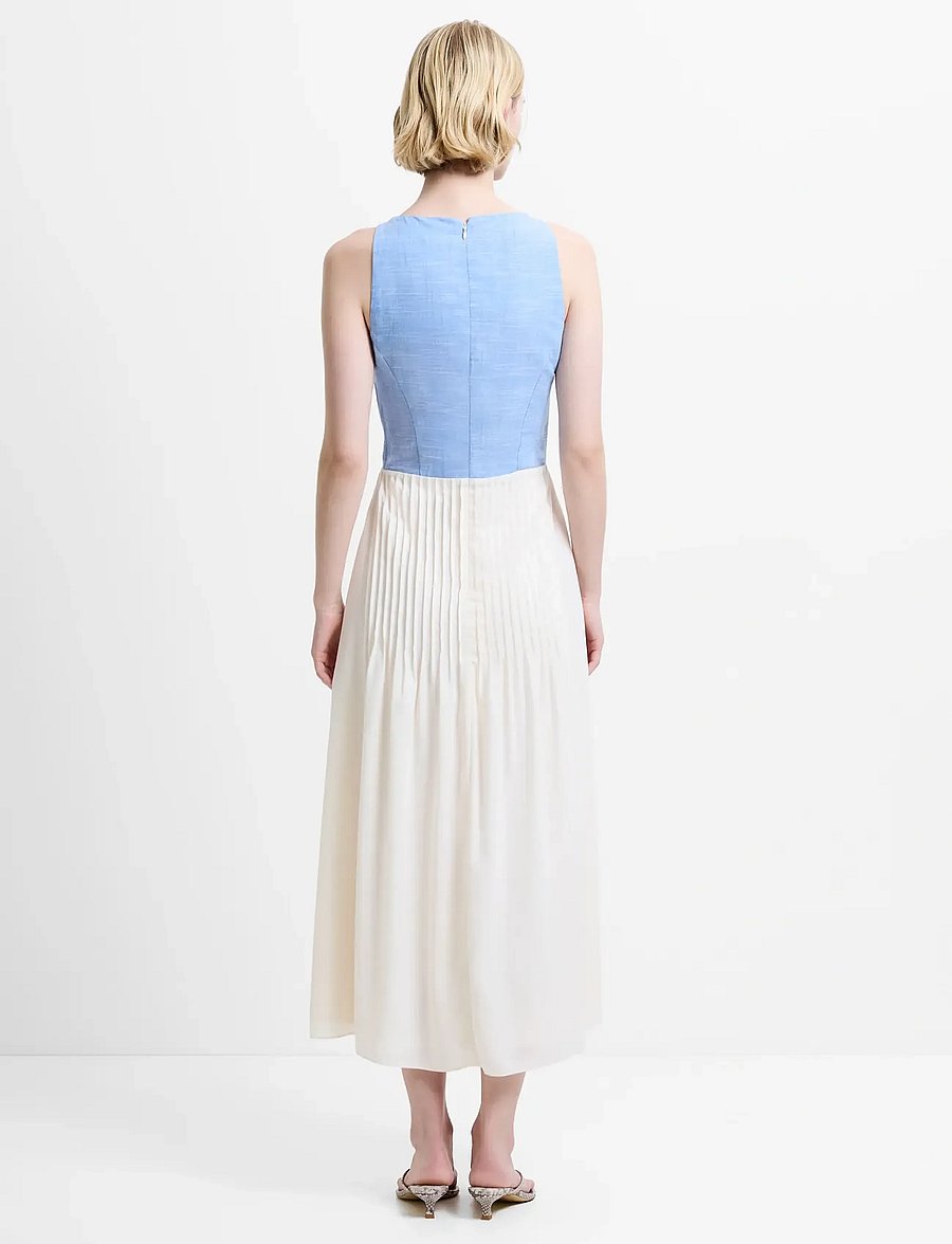 French Connection - COLBY CHAMBRAY PLEAT MIX DRESS - cocktailkleider - mid wash/porcelain - 3