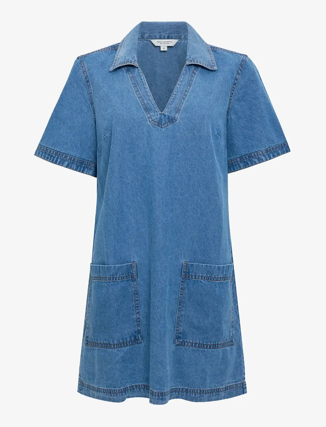French Connection - ARCHIE DENIM PATCH POCKET MINI - jeanskleider - clean blue - 1