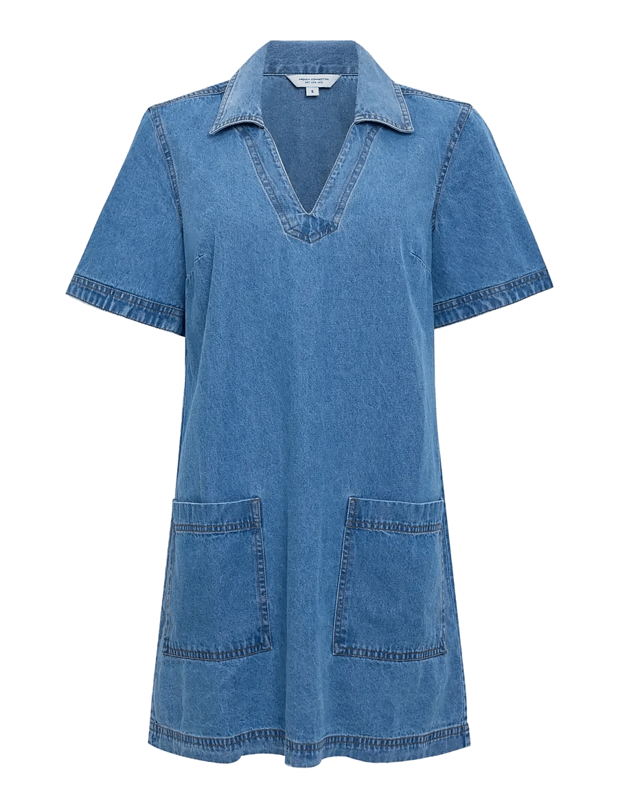 French Connection - ARCHIE DENIM PATCH POCKET MINI - denimkjoler - clean blue - 1