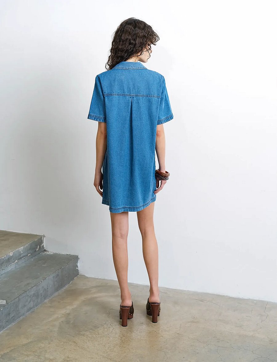 French Connection - ARCHIE DENIM PATCH POCKET MINI - denimkjoler - clean blue - 2