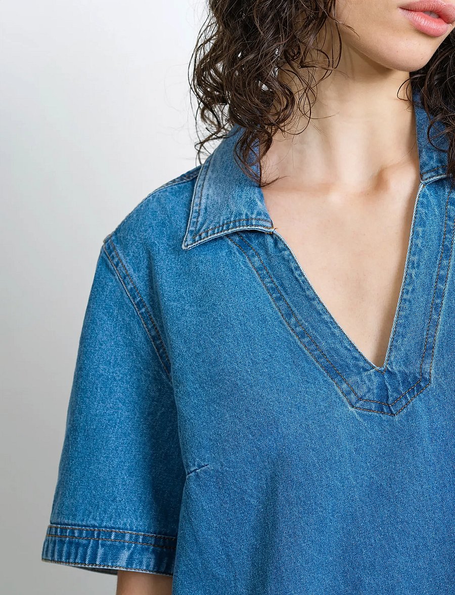French Connection - ARCHIE DENIM PATCH POCKET MINI - denimkjoler - clean blue - 5