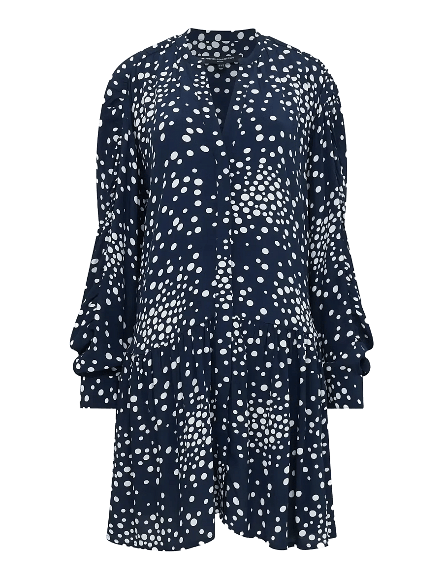 French Connection - THEA LIZZIE DROPPED WAIST DRES - korte kjoler - navy/porcelain cream - 1