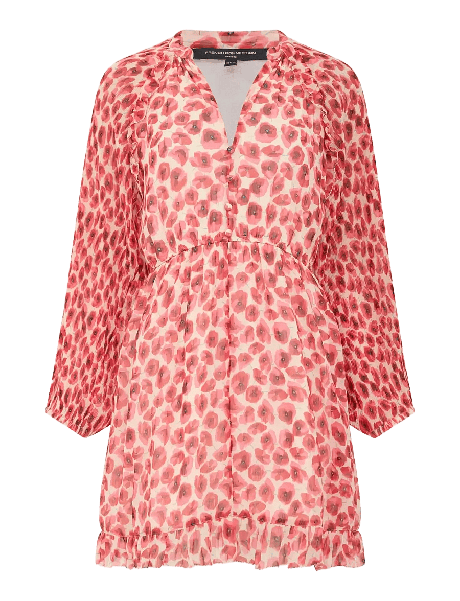 French Connection - POPPY EMINA PLEATED SLV DRESS - summer dresses - red multi - 1