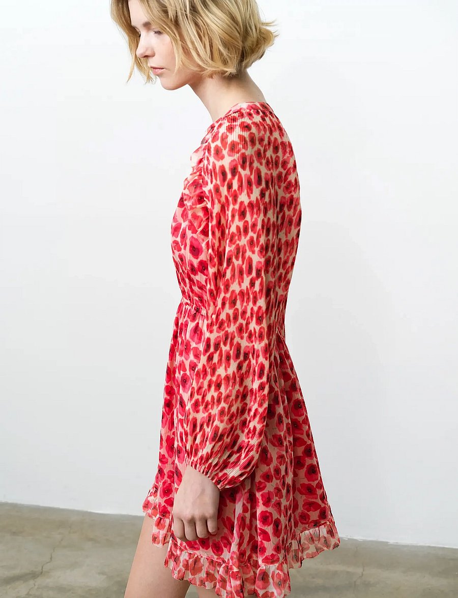 French Connection - POPPY EMINA PLEATED SLV DRESS - summer dresses - red multi - 2