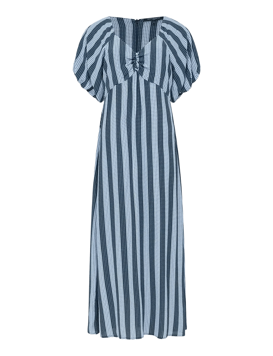 French Connection - FRAN LIZZIE PUFF SLV MIDI DRES - maxikleider - blue stripe - 1