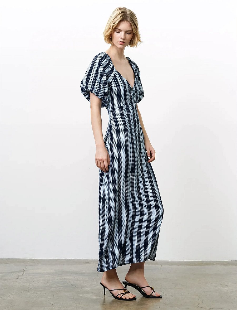 French Connection - FRAN LIZZIE PUFF SLV MIDI DRES - maxikleider - blue stripe - 2