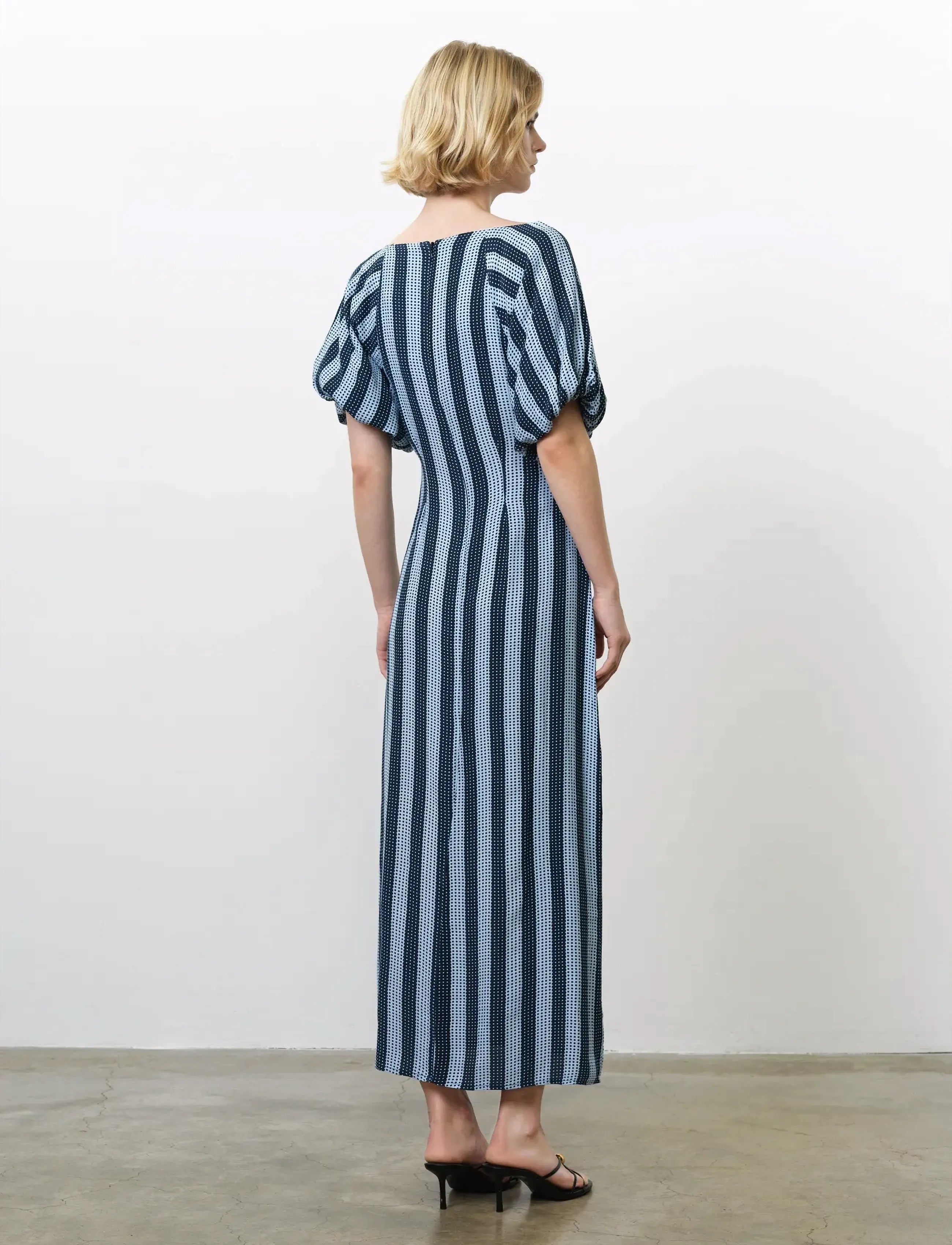 French Connection - FRAN LIZZIE PUFF SLV MIDI DRES - maxiklänningar - blue stripe - 3