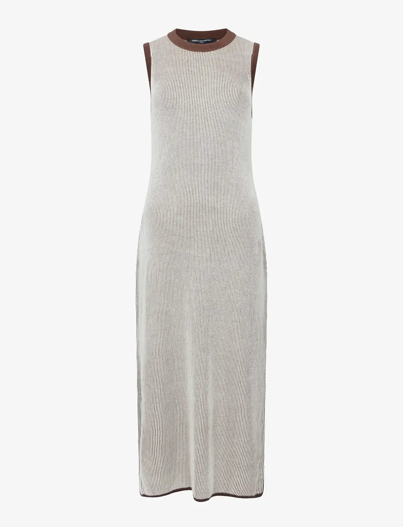 French Connection - NARIA STRIPED KNIT MIDI DRESS - sommerkleider - espresso brown/porce - 1