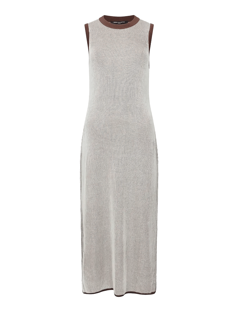 French Connection - NARIA STRIPED KNIT MIDI DRESS - sommerkleider - espresso brown/porce - 1