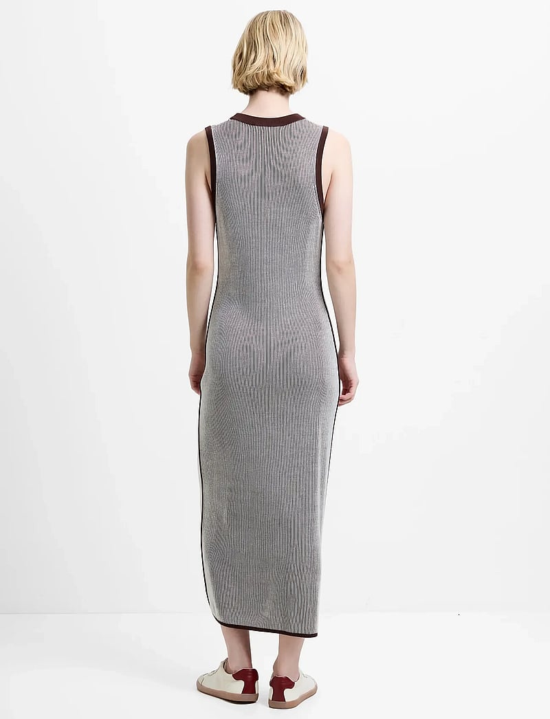 French Connection - NARIA STRIPED KNIT MIDI DRESS - sommerkleider - espresso brown/porce - 3