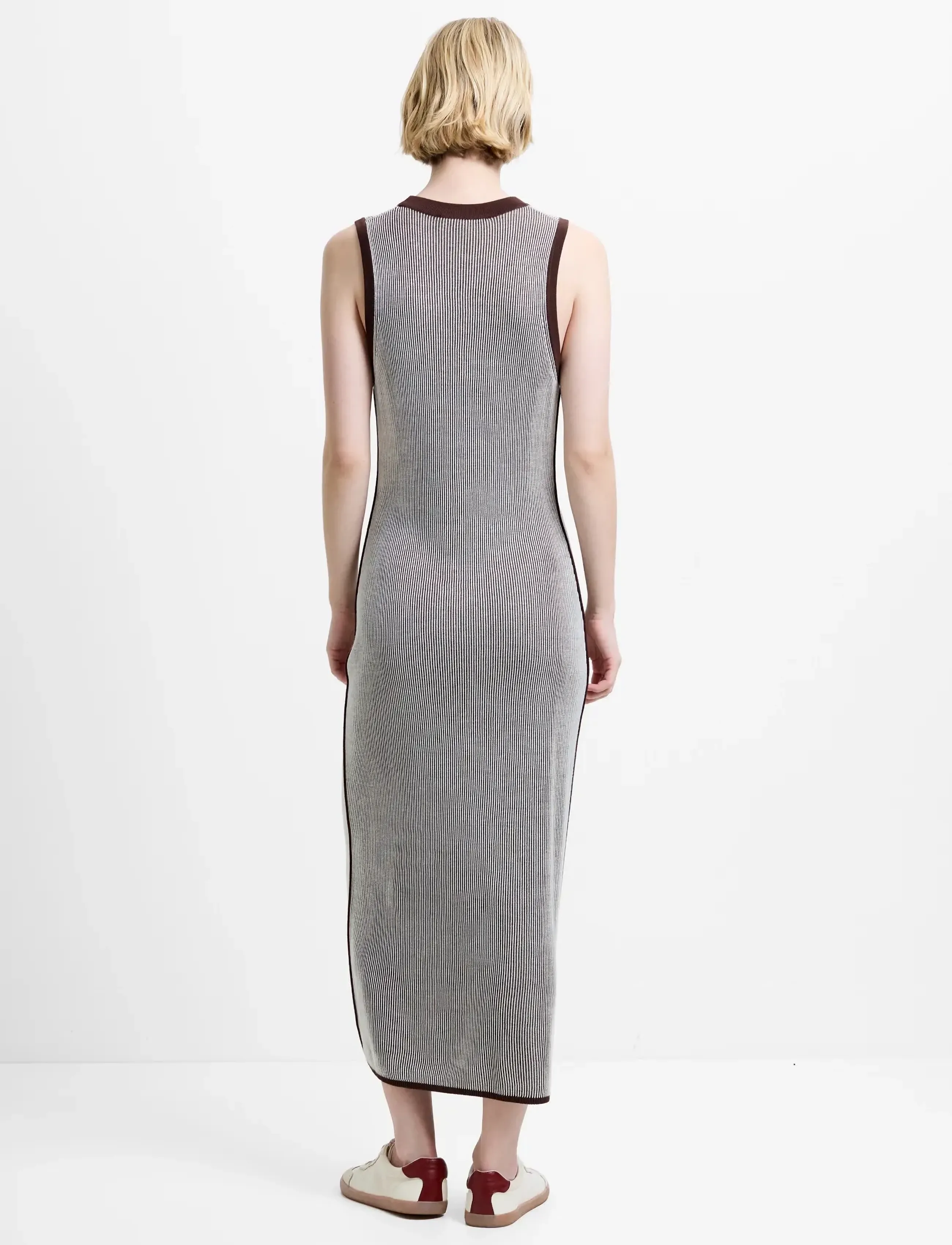 French Connection - NARIA STRIPED KNIT MIDI DRESS - sommerkjoler - espresso brown/porce - 3