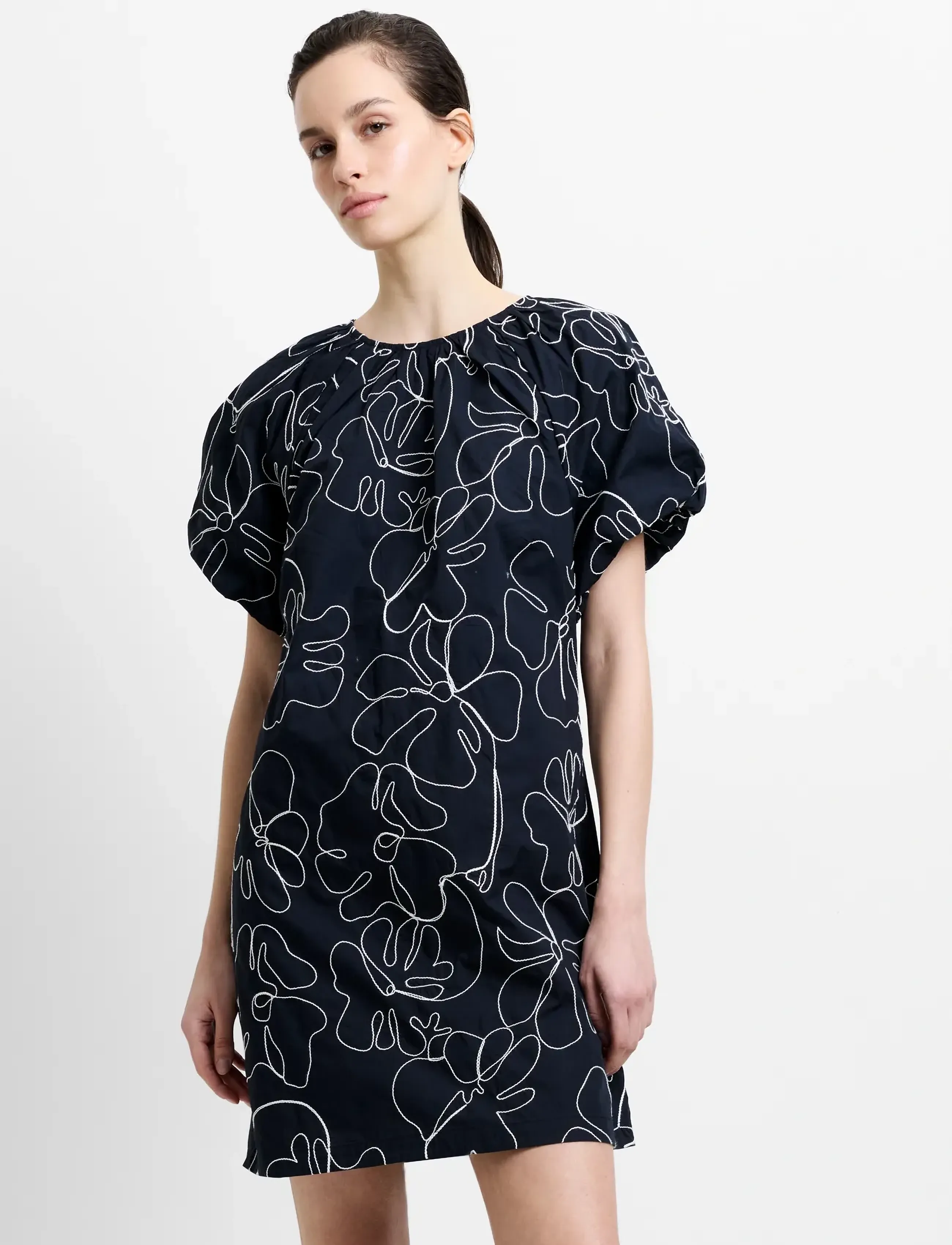 French Connection Rhodes Embroidered Mini Dress, XS, Dresses, Schwarz - Short Frauen