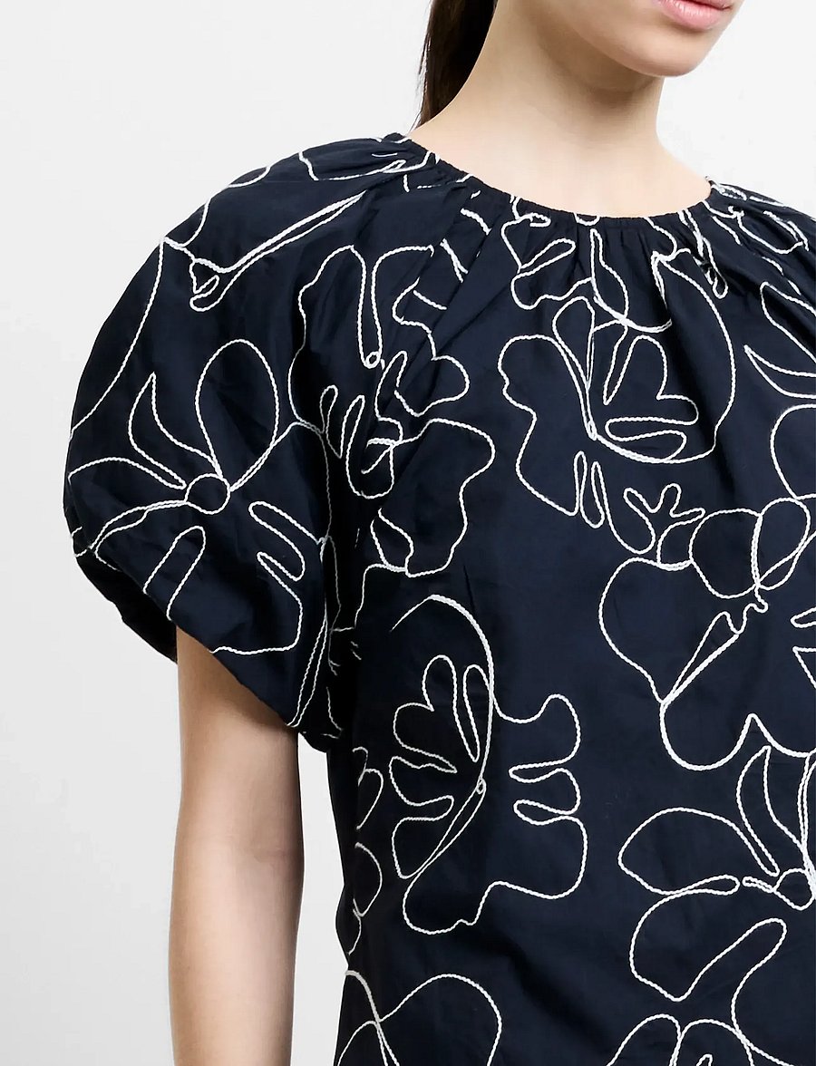 French Connection - RHODES EMBROIDERED MINI DRESS - sommerkjoler - black/porcelain crea - 2