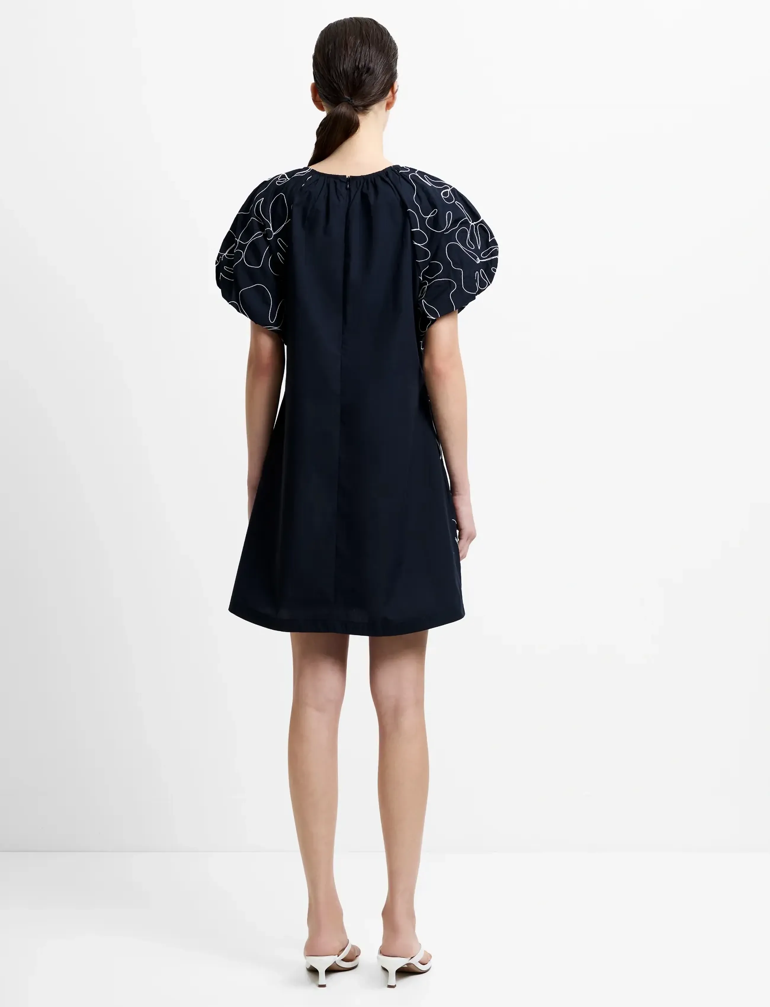 French Connection - RHODES EMBROIDERED MINI DRESS - sommerkjoler - black/porcelain crea - 5