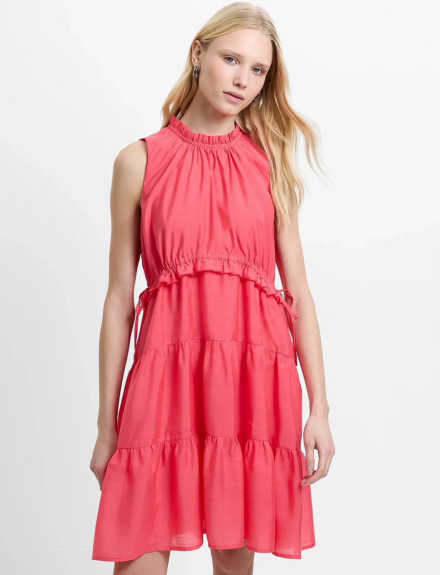 french connection pink dress Women's Azra Twill Slit Mini Dress, Pink, 4 showing silhouette and finished with a wrapped asymmetric skirt. French Connection: Women's Cocktail &