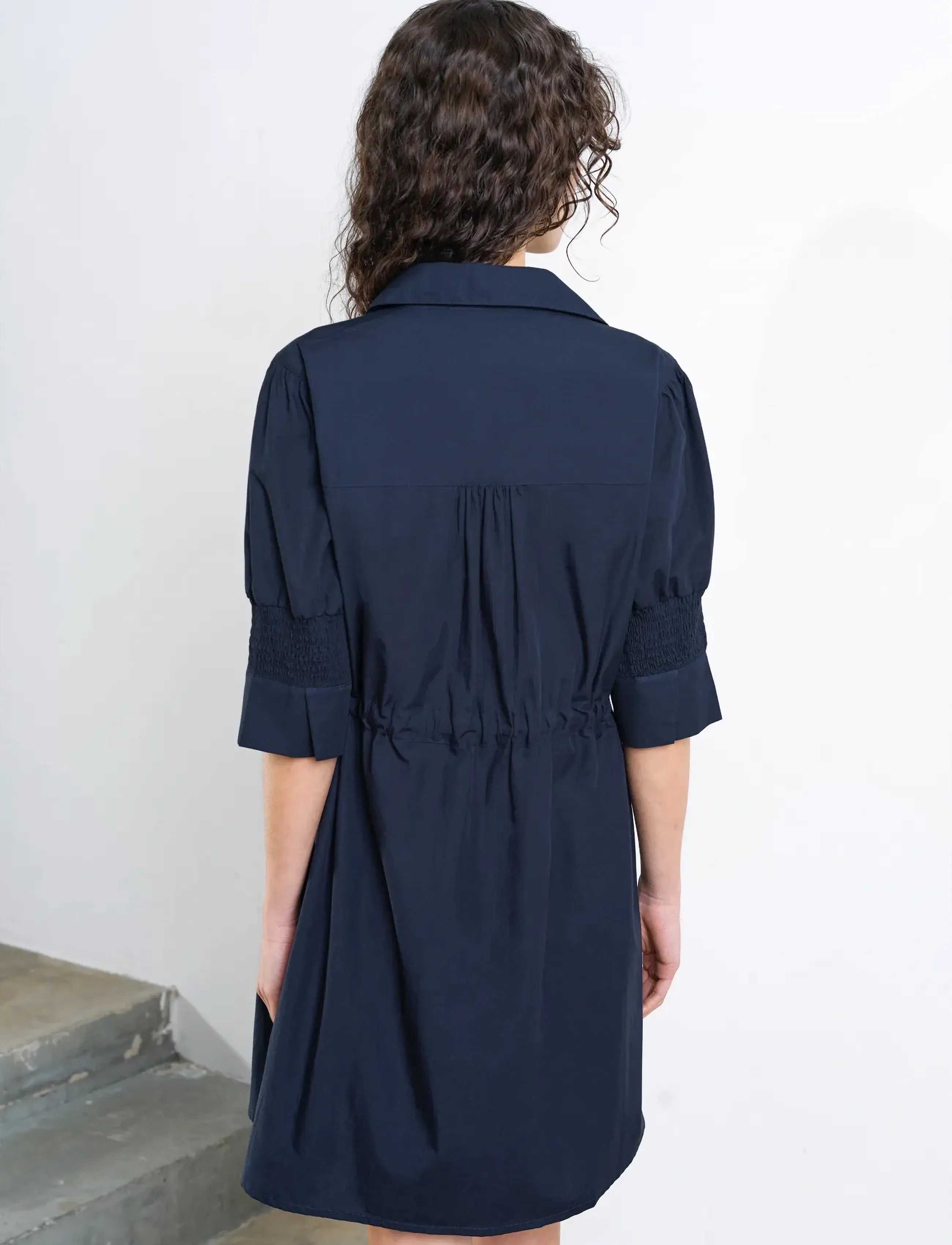 French Connection - CAMBRIA COTTON CINCHD WST DRES - shirt dresses - navy - 2