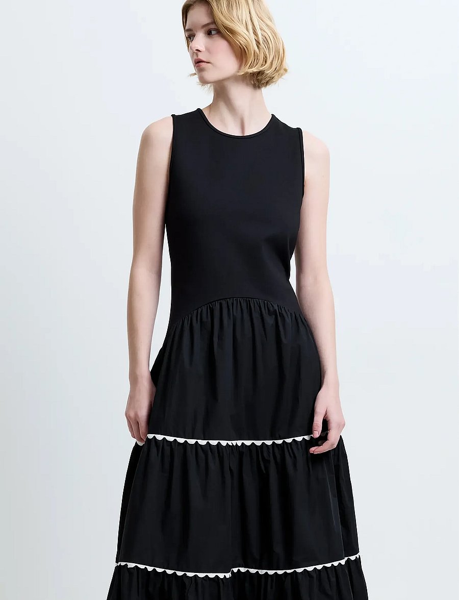 French Connection - KAYLIE JIA MIX RIC RAC MIDI - t-shirtkjoler - black/porcelain crea - 3